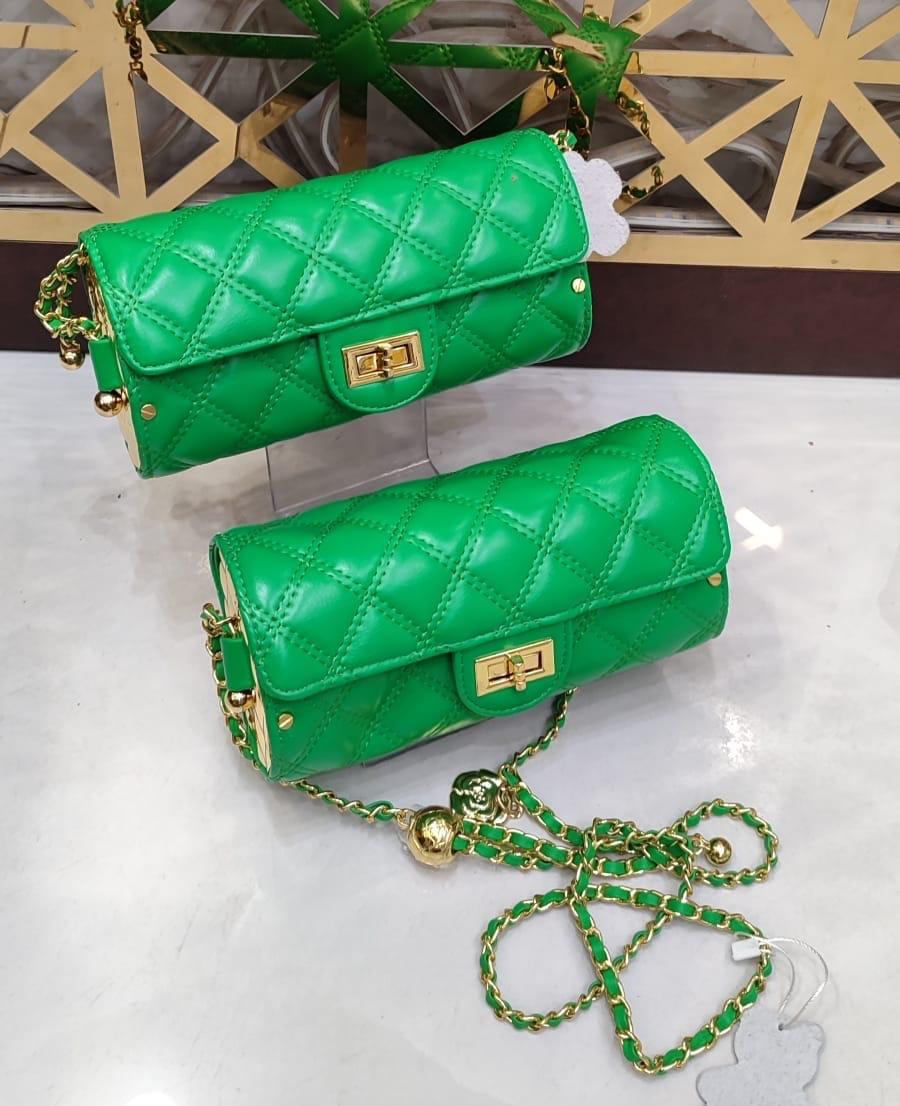 Stylish Green Quilted Crossbody Bag