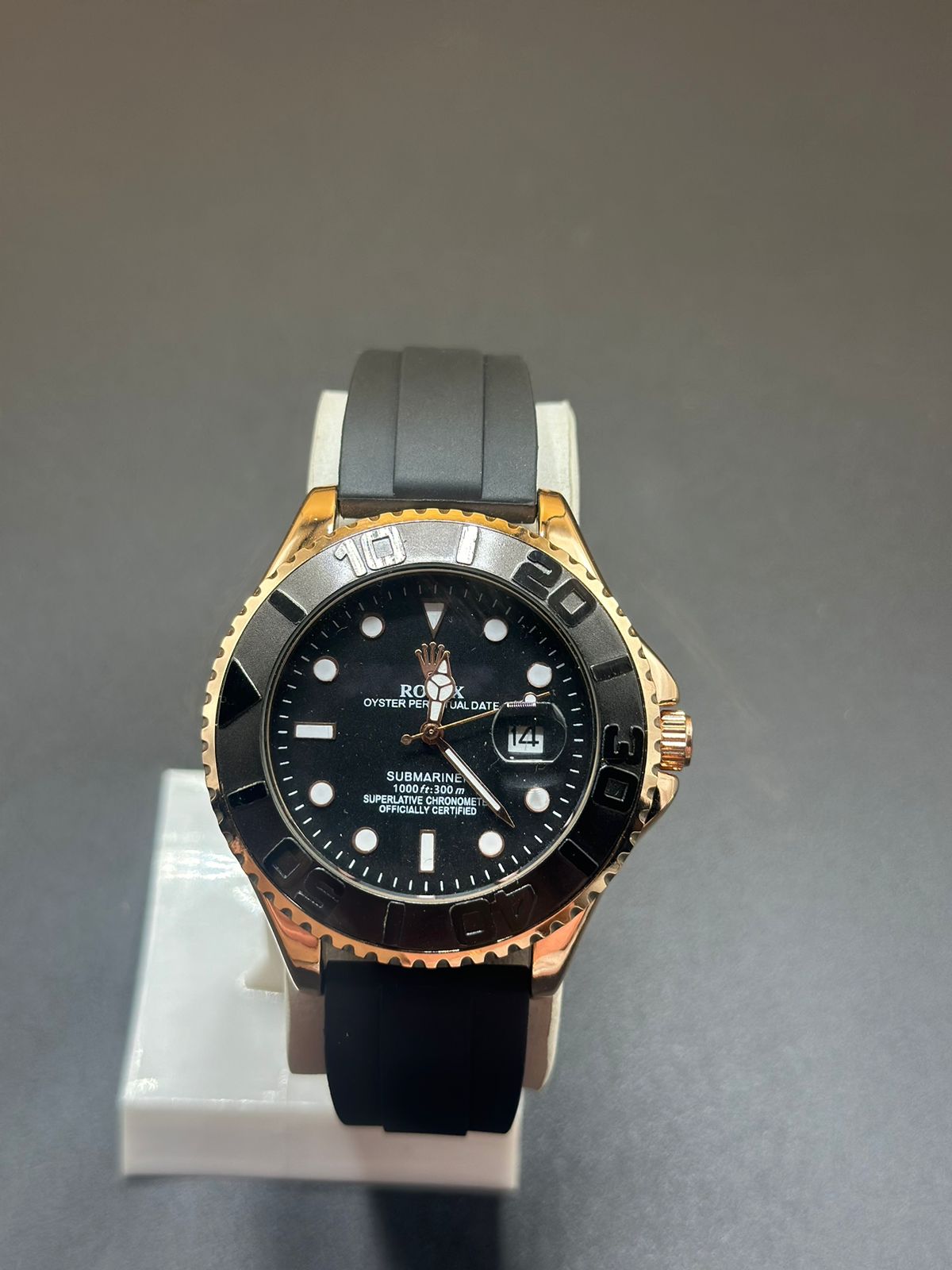 Black Rolex Strap Watch